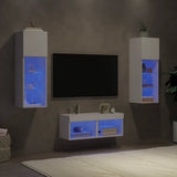 4 Piece TV Wall Cabinets with LED Lights White 3216576