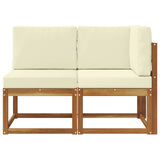 Outdoor Middle and Corner Sofa 2 Piece Natural and Cream 900469