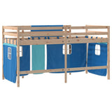 Kids' Loft Bed with Curtains without Mattress Blue 90x190cm 3206974