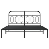 Metal Bed Frame without Mattress with Headboard Black 135x190cm 377116