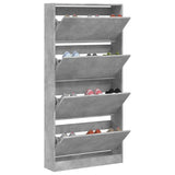 Shoe Cabinet with 4 Flip-Drawers Concrete Grey 80x21x163.5 cm 3214367