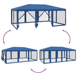 Party Tent with 10 Mesh Sidewalls Blue 6x4 m HDPE 4010067