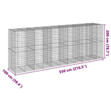 Gabion Basket with Cover 550x100x200 cm Galvanised Iron 3295234