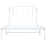 Metal Bed Frame without Mattress with Headboard White 107x203cm 373932