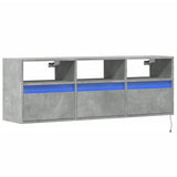 TV Wall Cabinet with LED Lights Concrete Grey 130x31x45 cm 852344