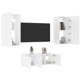 4 Piece TV Wall Units with LED White Engineered Wood 3216818