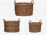Planter Basket with Storage 3 pcs Brown Kubu Rattan 42020956