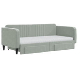 Daybed with Trundle and Drawers Light Grey 90x190 cm Velvet 3197159