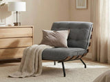 Accent Chair, Linen-look Fabric Reading Chair with Spring Cushion, Slatted Support, Steel Frame, T3398P552693