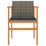 Garden Chairs with Cushions 2 pcs Grey Poly Rattan&Solid Wood 368712