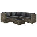 ZNTS 4 Piece Garden Lounge Set with Cushions Poly Rattan Grey 313138