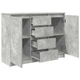 Sideboard with Drawers Concrete Grey 100.5x35x76 cm Engineered Wood 3328447