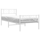 Metal Bed Frame without Mattress with Footboard White 75x190cm 372236