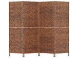 Room Divider 4-Panel Brown 163x180 cm Water Hyacinth 355195