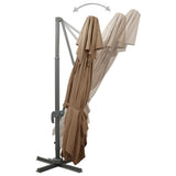 Cantilever Garden Parasol with Double Top Taupe 400x300 cm 312375