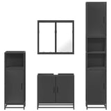 ZNTS 4 Piece Bathroom Furniture Set Black Engineered Wood 3301185