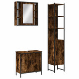 3 Piece Bathroom Cabinet Set Smoked Oak Engineered Wood 3214742