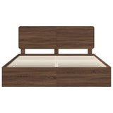 Bed Frame with Drawer Brown Oak 200 x 200 cm Engineer Wood 3412566