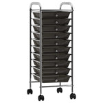 10-Drawer Mobile Storage Trolley Black Plastic 320402