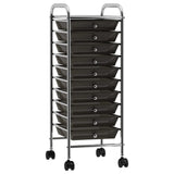 10-Drawer Mobile Storage Trolley Black Plastic 320402