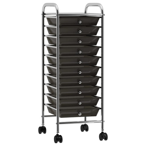 10-Drawer Mobile Storage Trolley Black Plastic 320402