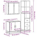 ZNTS 3 Piece Bathroom Furniture Set Black Engineered Wood 3301125