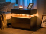 LED Nightstands Acrylic Board LED Bedside Tables for End Table with 3 Drawer Dresser for T3272P287616
