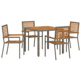 Garden Dining Set 5 pcs Grey Poly Rattan 3365437