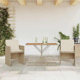 3 Piece Bistro Set with Cushions Beige Poly Rattan 365069