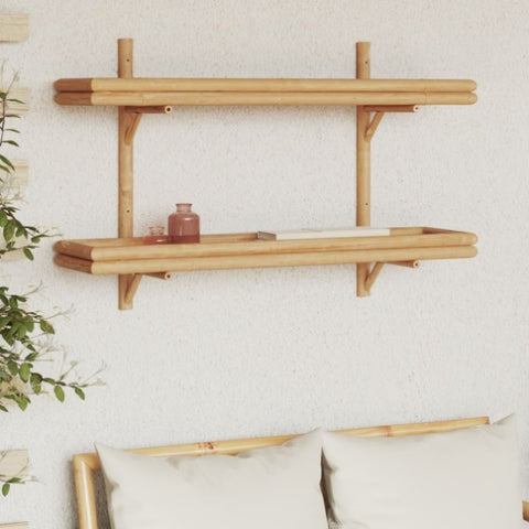 ZNTS Wall Shelf 2-Tier 100x26x60 cm Bamboo 4107162