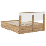 Bed Frame with Drawer Artisan Oak 140 x 190 cm Engineered Wood 3410903