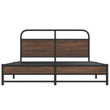 Metal Bed Frame without Mattress Brown Oak 160x200 cm 3318703