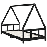 Kids Bed Frame Black 90x200 cm Solid Wood Pine 834455