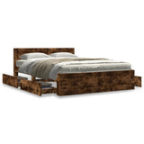Bed Frame with Headboard without Mattress Smoked Oak 140x190 cm 3295594