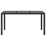 Garden Table Black Poly Rattan, Tempered Glass, Powder-Coated Steel 365589