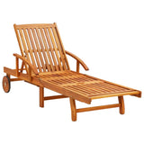 Sun Lounger Brown Solid Acacia Wood Standard Sun Lounger Size 3077329
