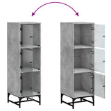Highboard with Glass Doors Concrete Grey 35x37x120 cm 836563