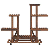Flower Stand with Wheels 95x25x101 cm Solid Wood Fir 362863
