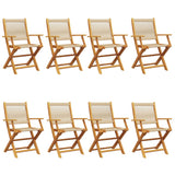 Folding Garden Chairs 8 pcs Beige Solid Wood Acacia 3214573