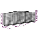 Arched Gabion Baskets 10 pcs 400x50x120/140 cm Galvanised Iron 3145977
