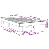 Bed Frame without Mattress 120x190 cm Small Double Solid Wood Oak 851958