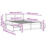 Bed Frame without Mattress Wax Brown 135x190 cm Double Solid Wood Pine 3282359
