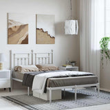 Metal Bed Frame without Mattress with Headboard White 135x190cm 353585