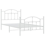 Metal Bed Frame without Mattress with Footboard White 100x190cm 353500