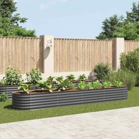 Garden Raised Bed 400x80x44 cm Galvanised Steel Grey 45526