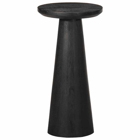 ZNTS Side Table Black Ø30x60 cm Solid Wood Mango 4017541