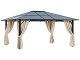 3.6 x 3 Hardtop Gazebo Canopy with Polycarbonate Roof Garden Pavilion with Removable Curtains and T3398P322112