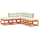 5 Piece Garden Sofa Set with Cushions Wax Brown Solid Wood Pine 3216967
