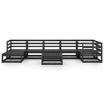 ZNTS 8 Piece Garden Lounge Set Black Solid Pinewood 3075703