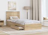 Bed Frame Sonoma Oak and Silver 70 x 190 cm Engineered Wood 3411370